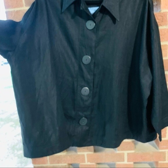 Vintage Gene Ewing Bis black linen swing coat size small - Picture 7 of 9